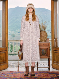 Romantic Winter Floral Mesh Maxi Dress
