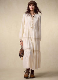 Fall Artistic Panel Long Dress – Ivory Tone