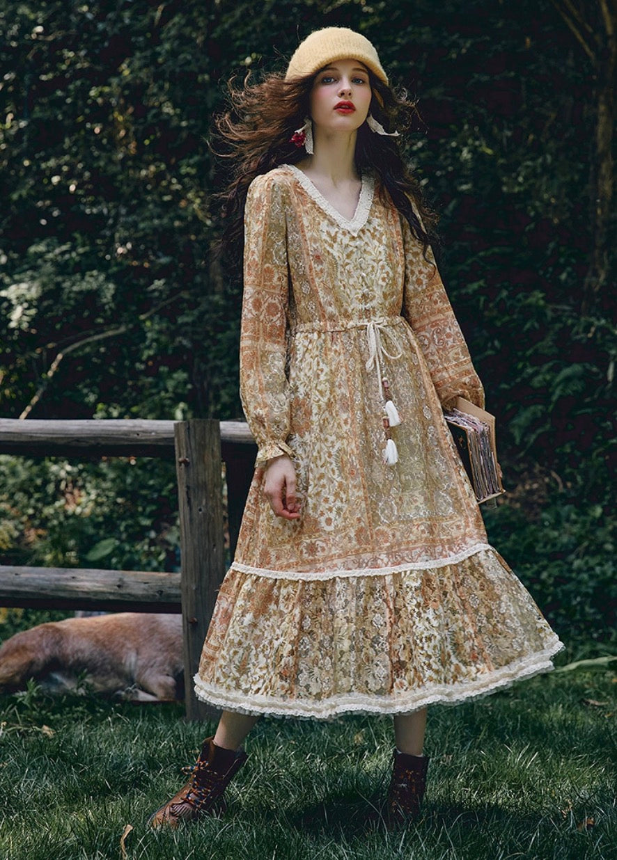 Vintage Lace Patchwork Maxi Dress