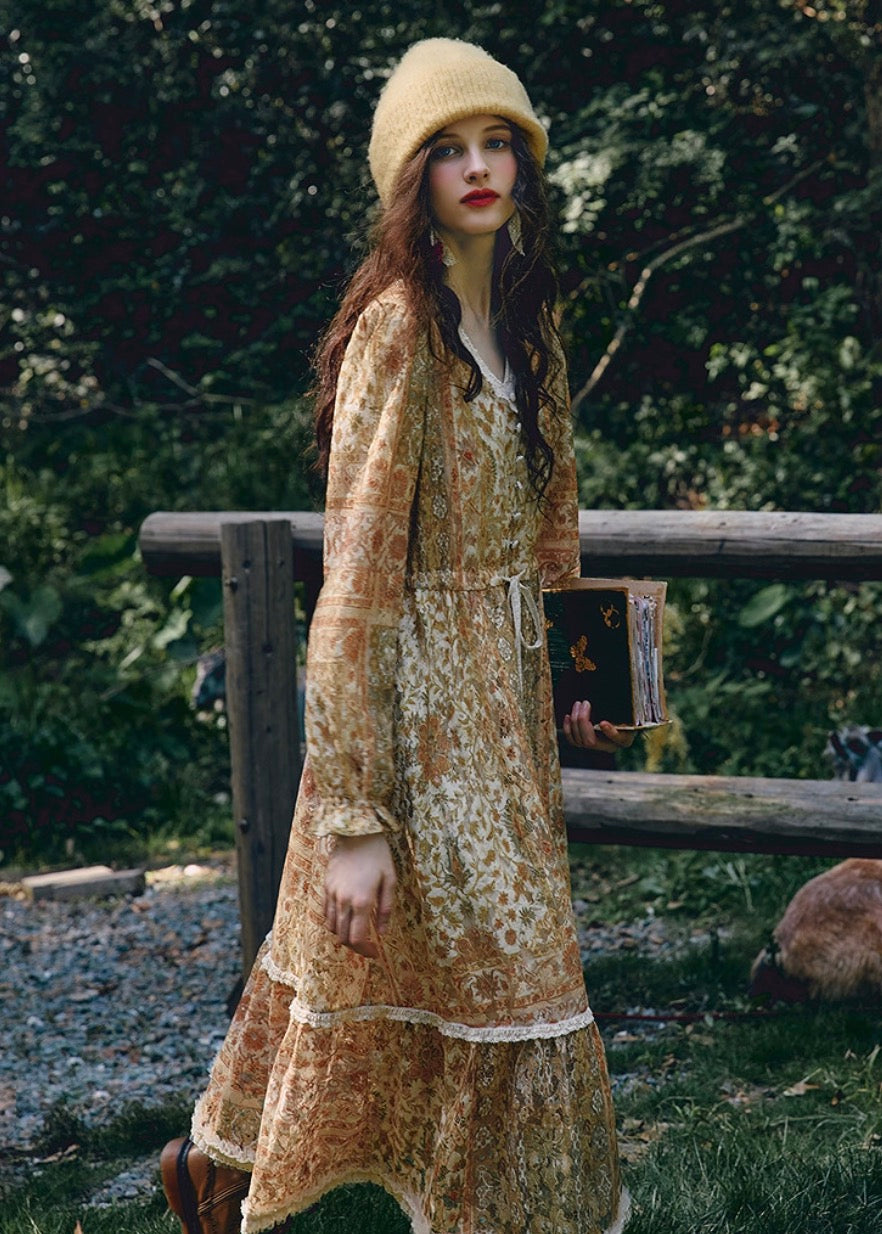 Vintage Lace Patchwork Maxi Dress