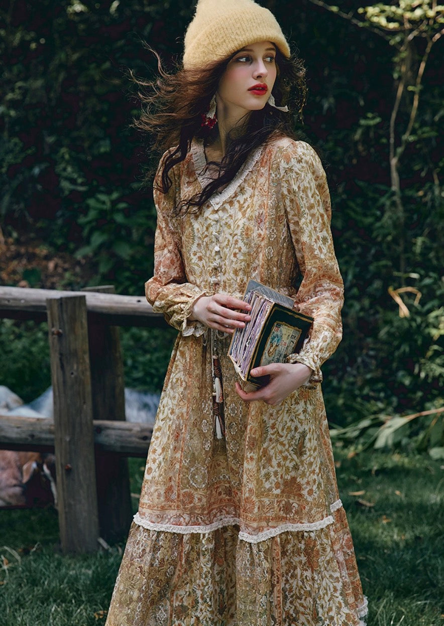 Vintage Lace Patchwork Maxi Dress