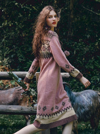 Casual Fair Isle Knit Polo Dress – Straight Silhouette