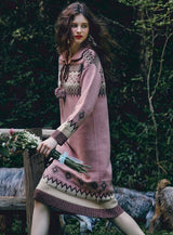 Casual Fair Isle Knit Polo Dress – Straight Silhouette