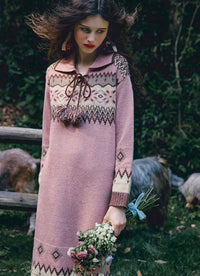 Casual Fair Isle Knit Polo Dress – Straight Silhouette