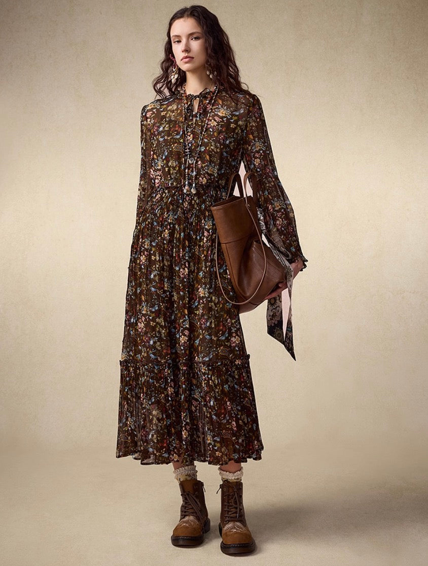 Frilled Belted Printed Dress – Seasonal New Arrival