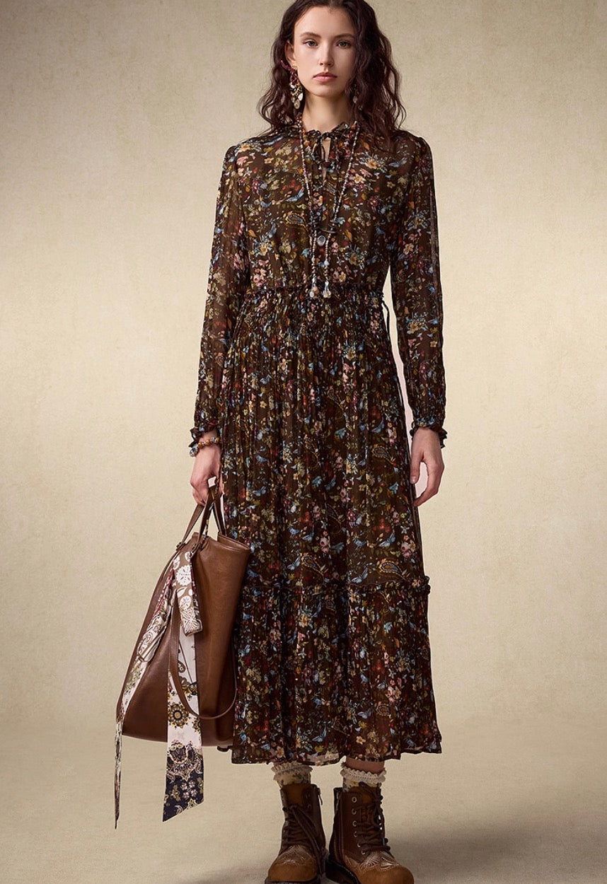 Frilled Belted Printed Dress – Seasonal New Arrival