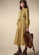 Fall Checked Shirt Dress – High Waist Flared Silhouette