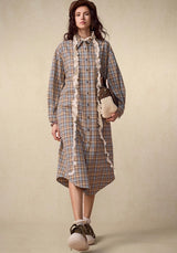 Fall Retro Checked Relaxed Shirt Dress