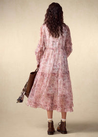 Romantic Ruffled Floral Chiffon Dress