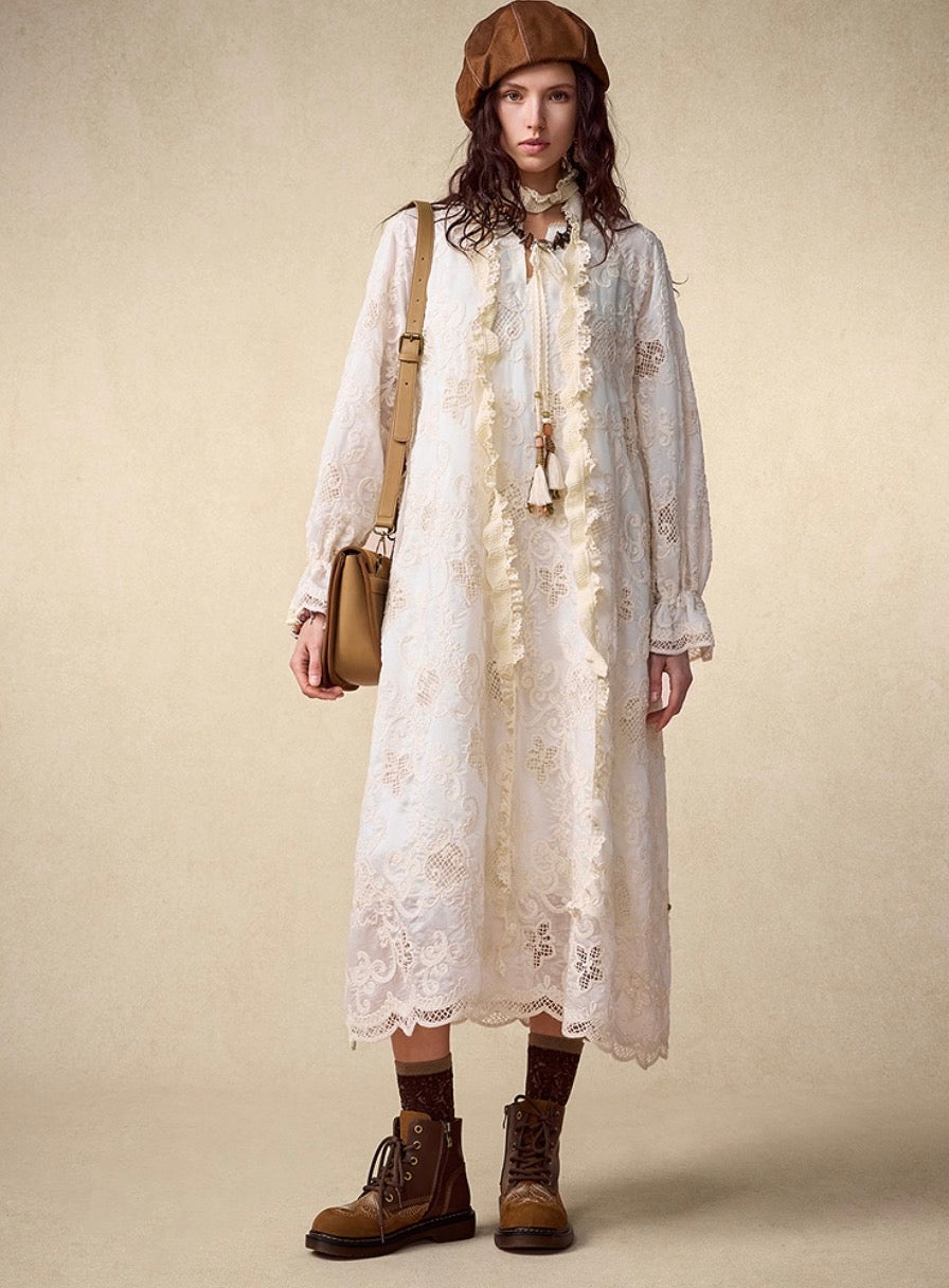 Embroidered Loose-Fit Dress – Heavy Detailing