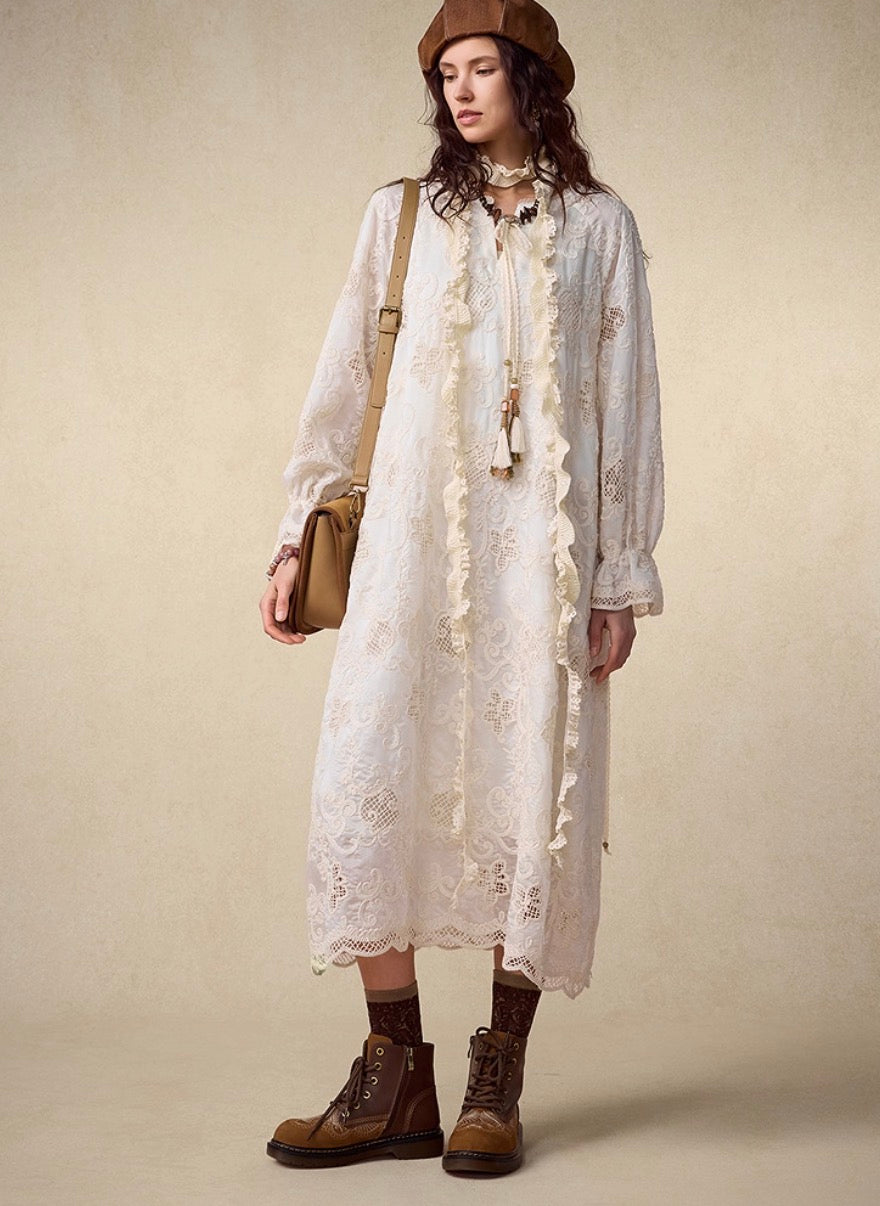 Embroidered Loose-Fit Dress – Heavy Detailing