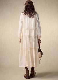 Fall Artistic Panel Long Dress – Ivory Tone