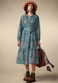 Exotic Printed Long-Sleeve Dress