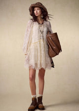 Romantic Puff Sleeve Lace Embroidered Dress
