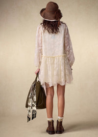 Romantic Puff Sleeve Lace Embroidered Dress