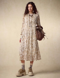 Cottagecore Floral Tie-Waist Dress