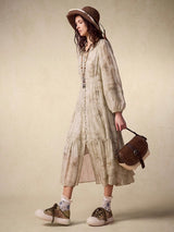 Bohemian V-Neck Ombre A-Line Dress